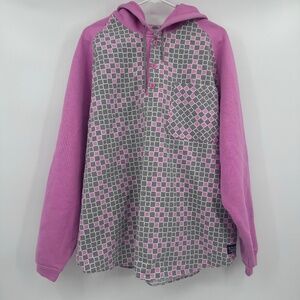 Levis Hoodie Men Large NEW Pink Gray Checker Pullover Skateboarding Sweatshirt